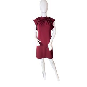 Calvin Klein Dress 4 Burgundy Gathered Neck Career Wear Red Professional Dress